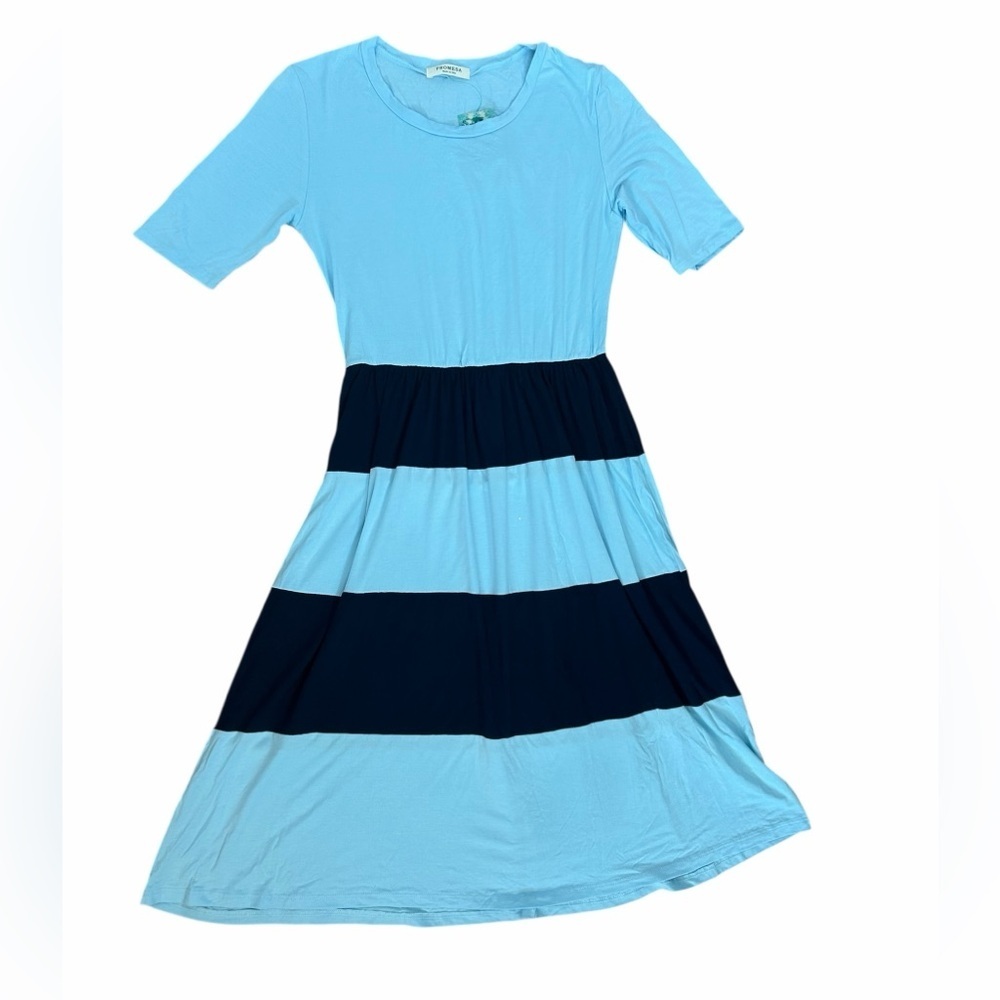 Promesa Blue Colorblock Tiered Stretch Dress Summer Women’s Sz Medium NWT